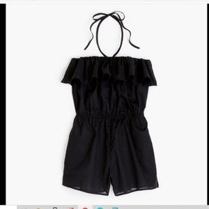 J. CREW Ruffle Beach Romper in Black